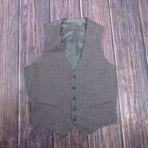 Suit Vest Mens M Brown Solid Dress Waistcoat 5-Button 3 Piece Formal Wedding